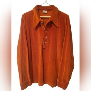 Men's Vintage 70's Burnt Orange Velour Shirt